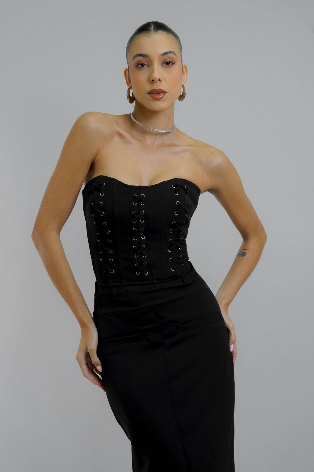 Blusa Corset Jaque Alfaiataria Preto